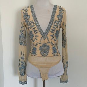 Embroidered bodysuit